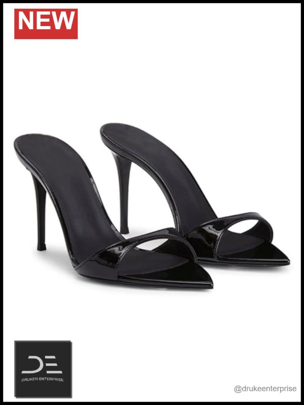 Leather Pointed Open Toe Stiletto Heel Mule Sandals Slip-On Dress Pumps
